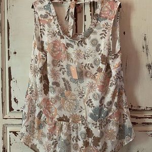 LOFT peplum blouse with tie back